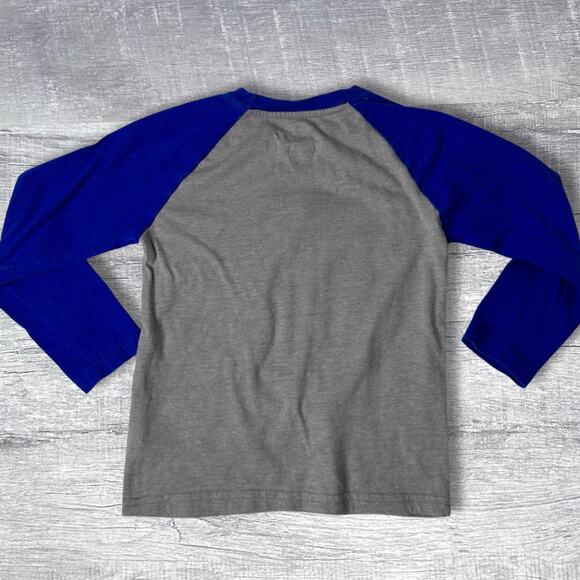 NBA Boys Golden State Warriers Shirt Raglan Long Sleeve XS 4/5 Grey Blue Tee - Picture 5 of 7